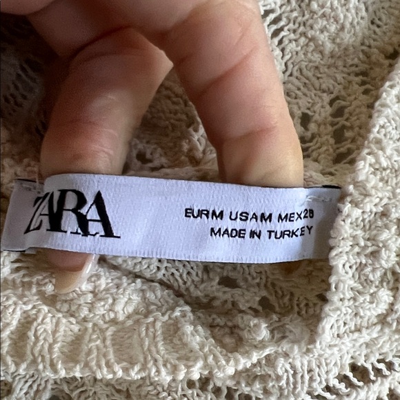 Zara Cream Hooded Knit Pointelle Sweater for Women - Picture 2 of 6